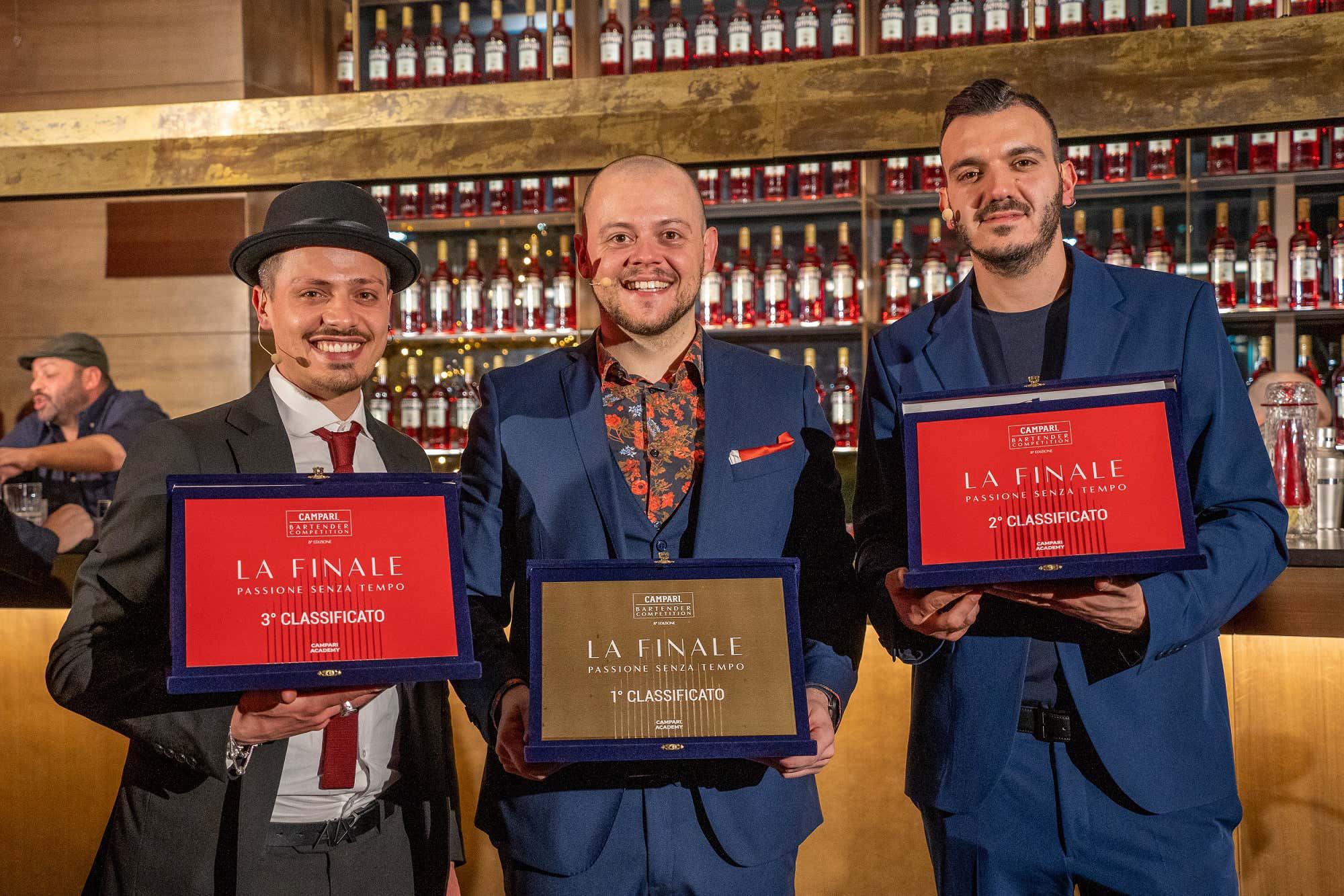 Antonio D'Auria, Giacomo Albieri, Edris Al Malat Campari Bartender Competition: trionfa Giacomo Albieri