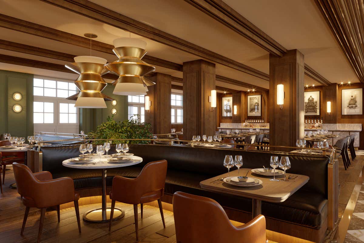 Barcelo Canfranc Estacion, particolare della sala da pranzo Nella stazione di Hemingwey nasce Barceló Canfranc Estación