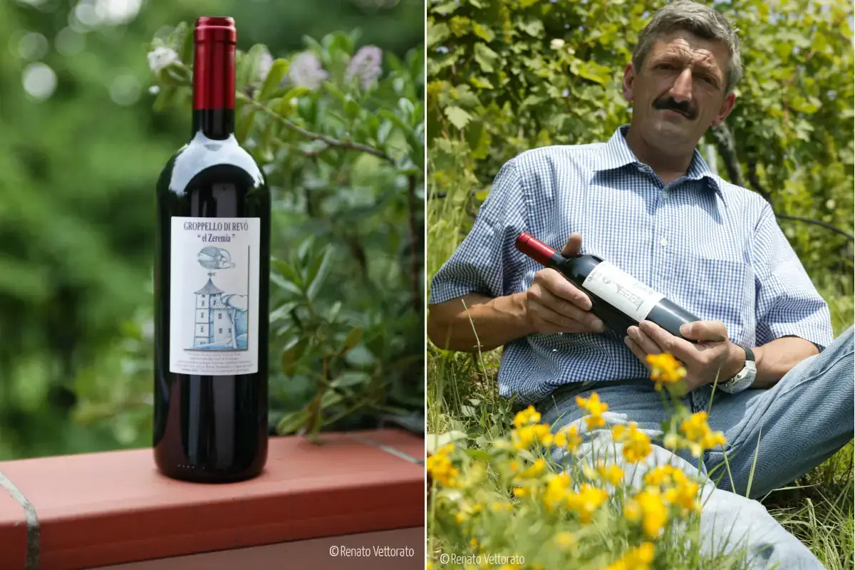 Bottiglia Groppello vino Augusto Zadra titolare cantina Viaggio nel tempo alla riscoperta del Groppello bianco