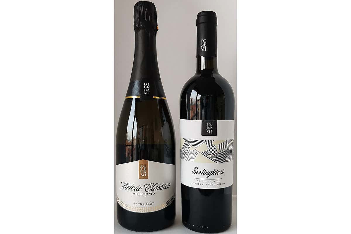 Due bottiglie della cantina Cantine Di Legami, un Grillo spumante ed un Perricone che si fanno apprezzare