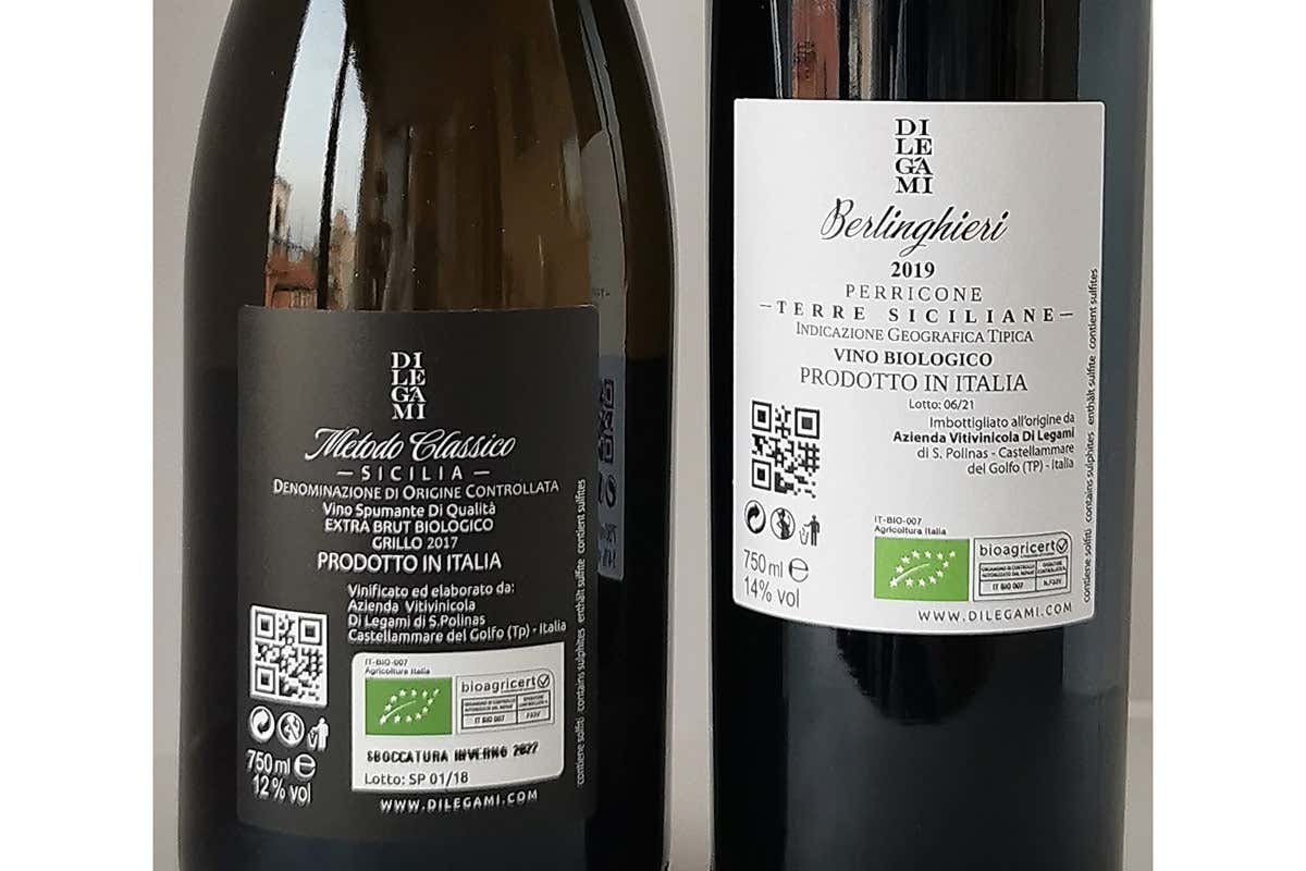 Le bottiglie degustate Cantine Di Legami, un Grillo spumante ed un Perricone che si fanno apprezzare