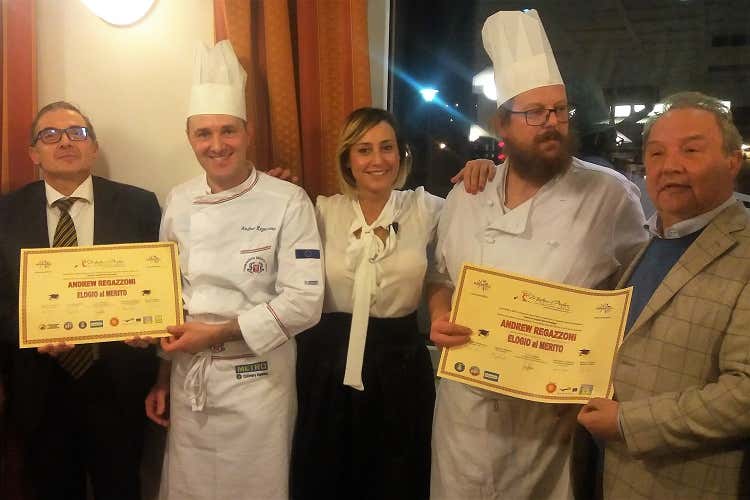 Oscar Fusini, Andrew Regazzoni, Paola Battaglia, Ludovico Pozzi e Ivar Foglieni - Capel de Monega, il nuovo piatto della gastronomia tipica bergamasca