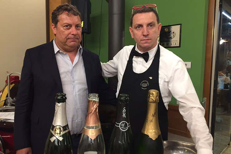 Silverio Vitali e Marco Falconi (Champagne di piccoli produttori insieme alla cucina rustica di Falconi)
