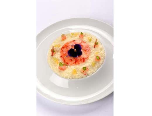 Riso &ldquo;Ecori&rdquo; con gamberi rossi, limoni, canditi e timo