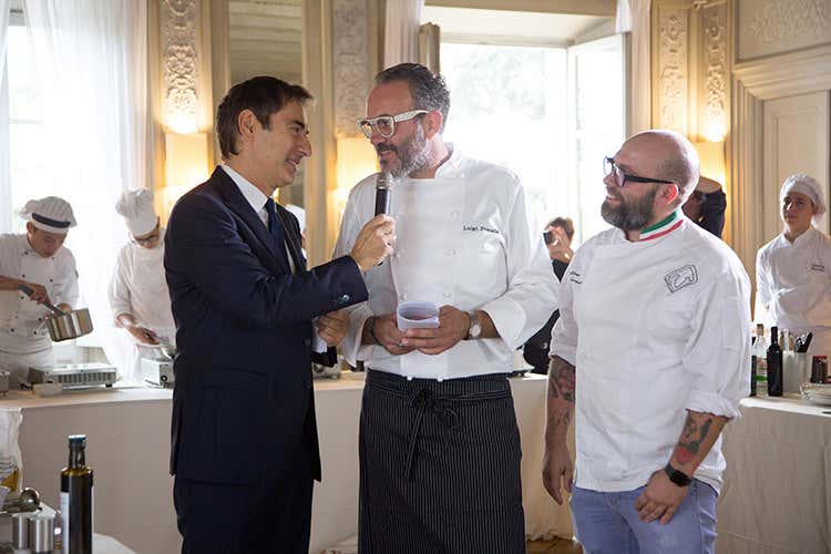 Marco Liorni, Luigi Pomata e Matteo Barbarossa (Concorso di cucina Pecorino Romano Dop Spicca l'alberghiero Santa Marta di Pesaro)