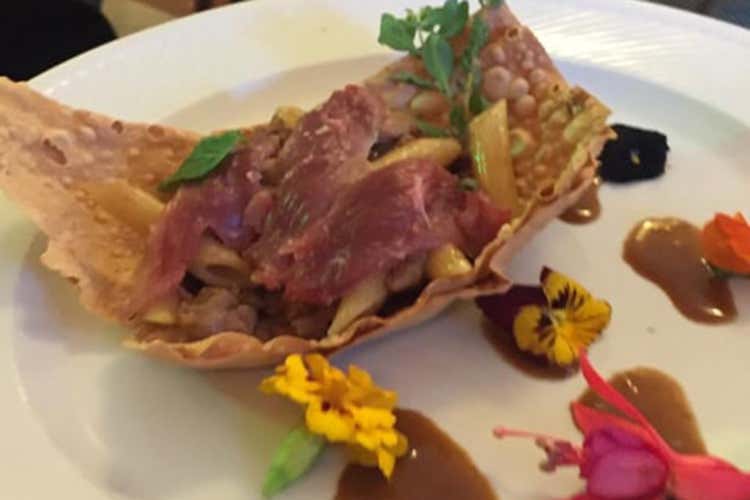 Penne rigate con Ragout d'anatra e magret leggermente disidrato al limone ed erbe aromatiche (Congresso internazionale Amira Premiata Silvia D&rsquo;Ilario)