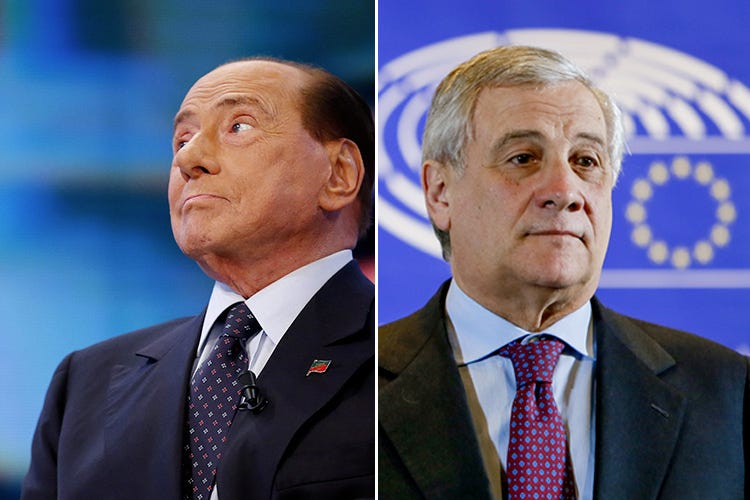 Silvio Berlusconi e Antonio Tajani - Coronavirus, il sostegno dei partiti «Ma solo per periodo d'emergenza»