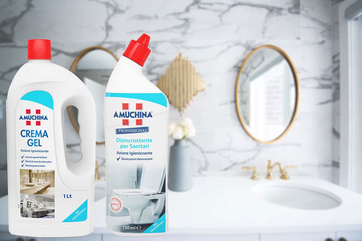 Amuchina Crema Gel Igienizzante e Amuchina Detergente per Superfici e Bagni Amuchina Professional, pulizia profonda e igiene garantita in tutti gli ambienti