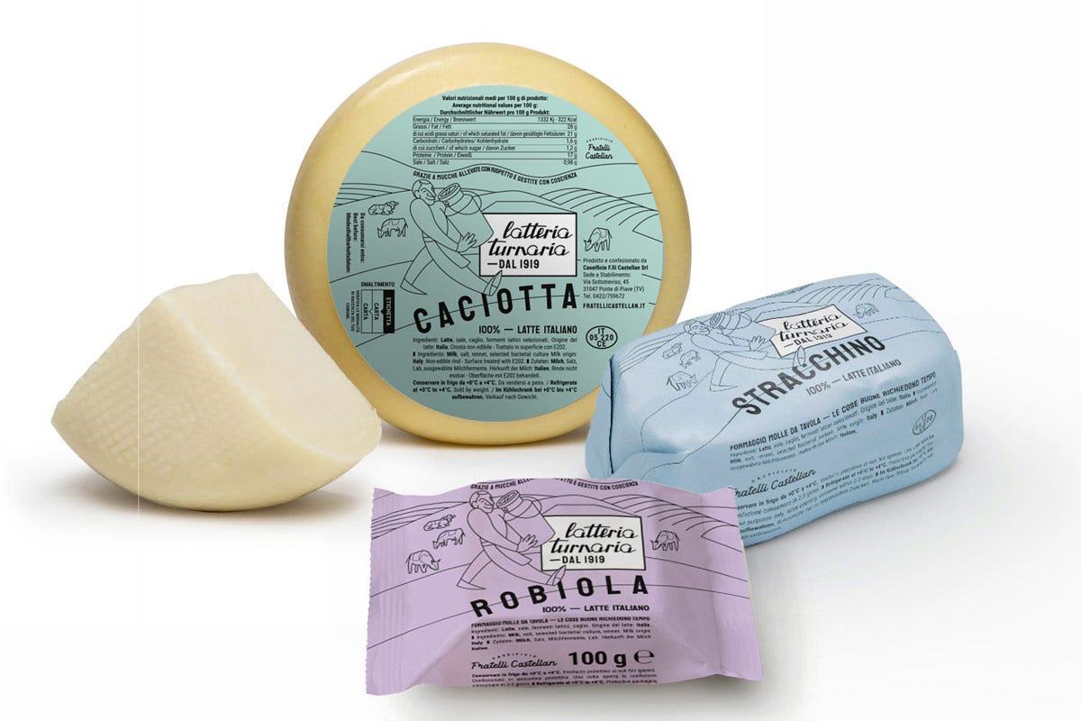 Tra i formaggi di punta della linea Latteria Turnaria dal 1919 lo Stracchino, la Ricotta e la Caciotta. 