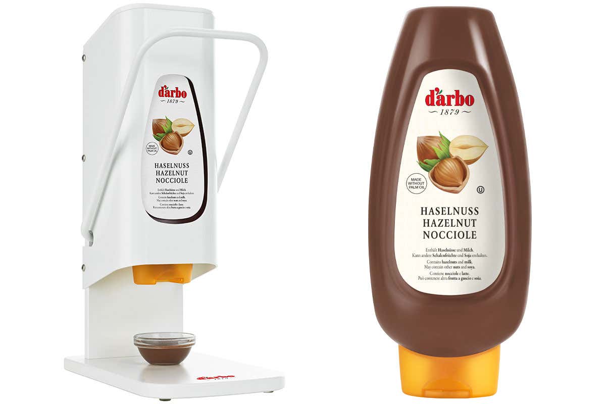 Nuova crema alla nocciola per il dispenser Darbo Nei dispenser Darbo anche la golosa crema di nocciole