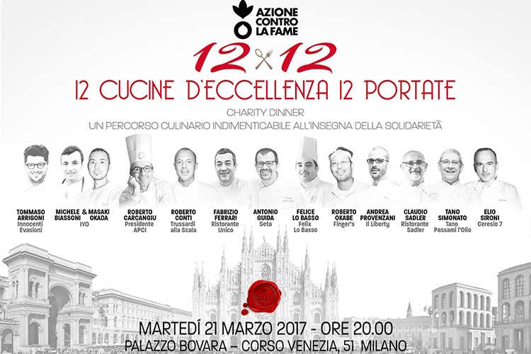 Dodici cuochi insieme per la solidarietà alla cena di Azione contro la fame Dodici cuochi insieme per la solidarietà alla cena di Azione contro la fame