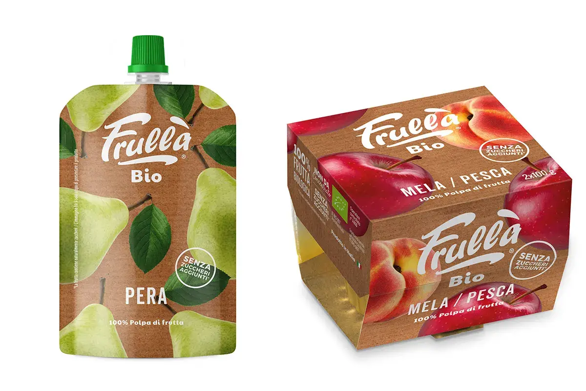 Tra le referenze, anche il gusto Pera in doypac e il gusto Mela e Pesca nella vaschetta
