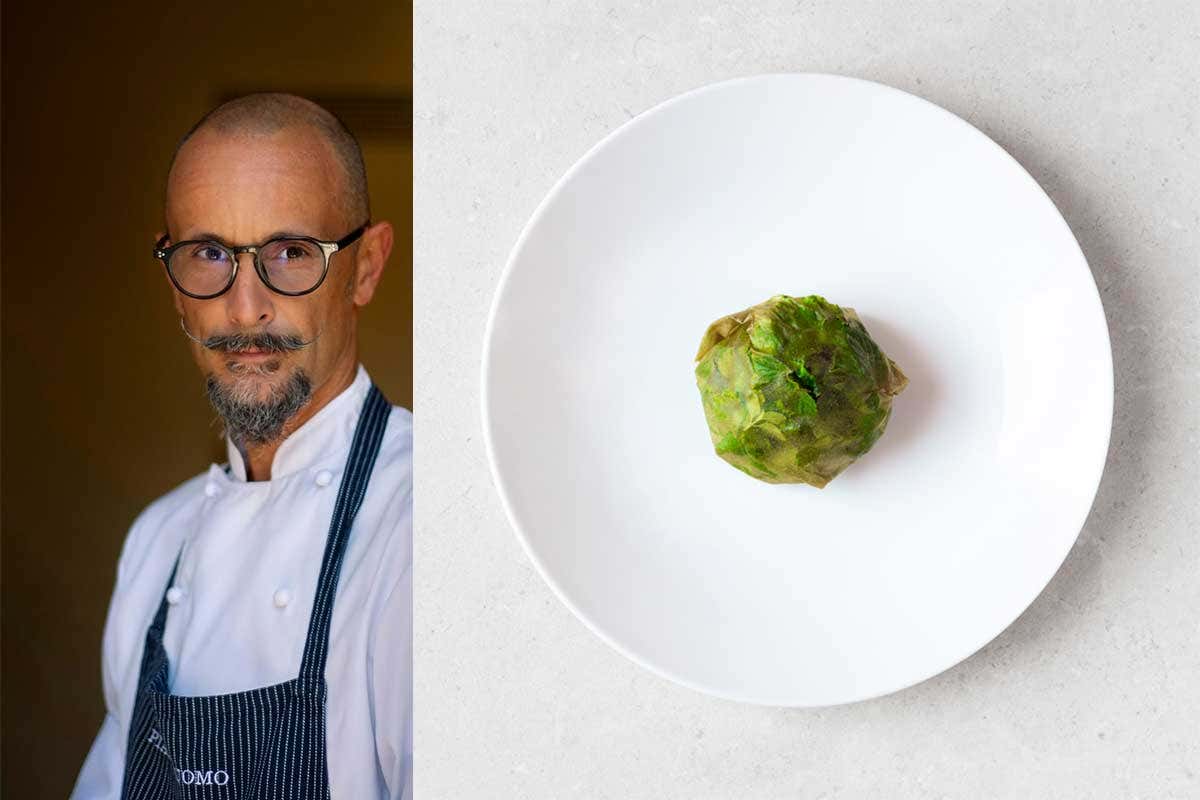 Enrico Crippa e l'Insalata del vignaiolo  I ristoranti tre stelle Michelin in Italia: storia curiosità e piatti iconici