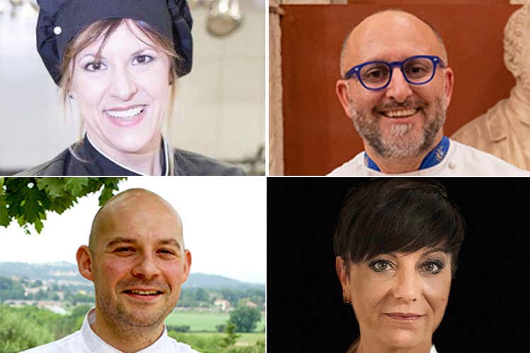 Simona De Castro, Simone Ciccotti, Alessandro Lestini e Rita Tirabassi (Euro-Toques ai fornelli Una sera ad Assisi... sotto le stelle)