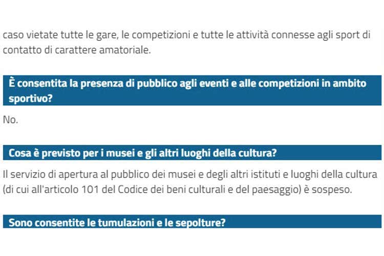 Lo screenshot della pagina ufficiale prima della modifica - Musei, altra gaffe di Palazzo ChigiIl tragicomico balletto nelle faq
