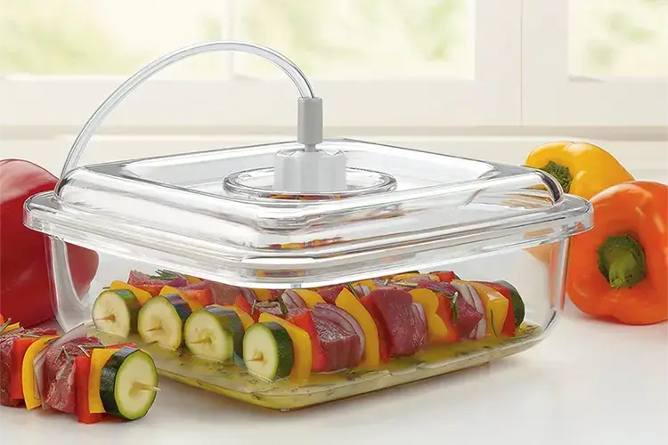 Quick Marinator sottovuoto FoodSaver pu&ograve; accogliere qualsiasi alimento Quick Marinator sottovuoto Per marinare in un attimo