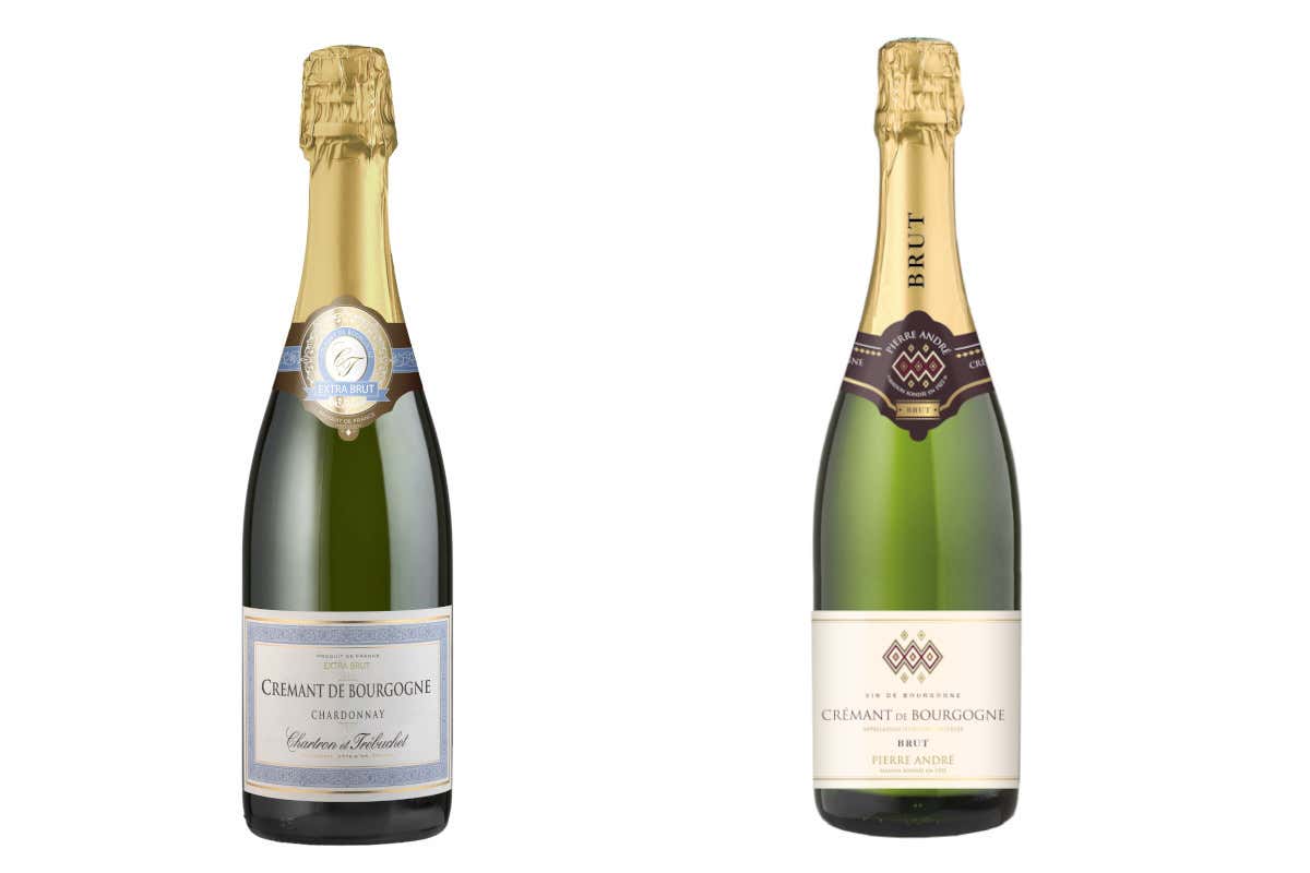Da sinistra: il Chartron et Trébuchet Chardonnay Extra Brut - AOP Crémant de Bourgogne e  il Pierre André Brut - AOP Crémant de Bourgogne
