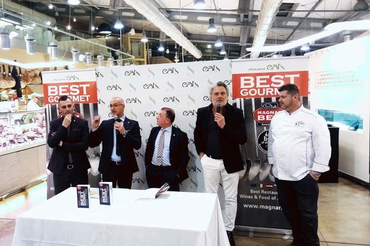Marco Scandogliero, Gianluca Boninsegna, Enrico Fiorini, Maurizio Potocnik, Stefano Miozzo (Guida Magnar Ben Best Gourmet 2018 Alpe Adria golosa gi&agrave; alla presentazione)