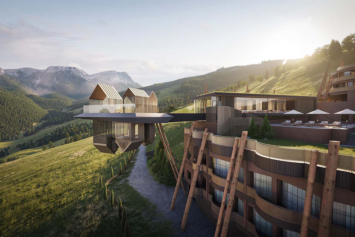 Un nuovo capolavoro architettonico sospeso e capovolto Benessere “sottosopra” nella spa sospesa dell’Hotel Hubertus