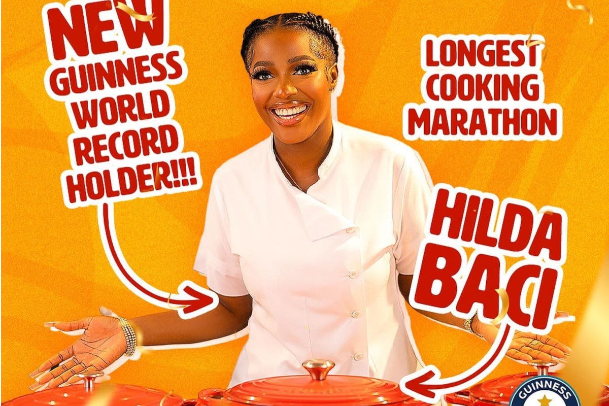 La chef nigeriana Hilda Bassey Cucine da record: chef nigeriana cucina per 100 ore di fila