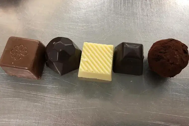 I cinque cioccolatini realizzati dalla sezione Panificazione e Pasticceria dello IAL di Legnano