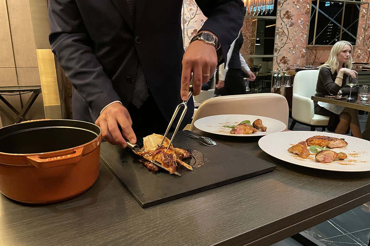 Pollo in due cotture, sporzionato al tavolo