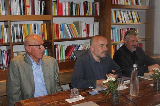 Da sinistra: Jo&scaron;ko Gravner, Gianpaolo Gravina e Stefano Caffarri