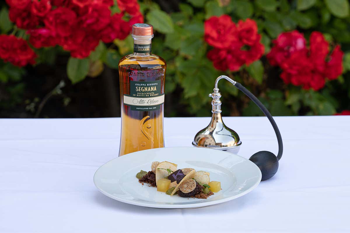 Dolce di Chef Knam a base di Grappa Segnana Alto Rilievo Invecchiata in Botti da Whisky