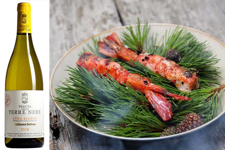 Gambero rosso, ginepro e burro - Etna Bianco Cuv&eacute;e delle vigne Niche Calderara Sottana 2018 Tenuta Terre Nere (L'Italia del vino I colori della Sicilia)