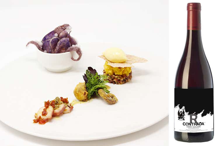 Tre variazioni di polpo - Passopisciaro Contrada &ldquo;R&rdquo; Rampante 2017 Vini Franchetti (L'Italia del vino I colori della Sicilia)