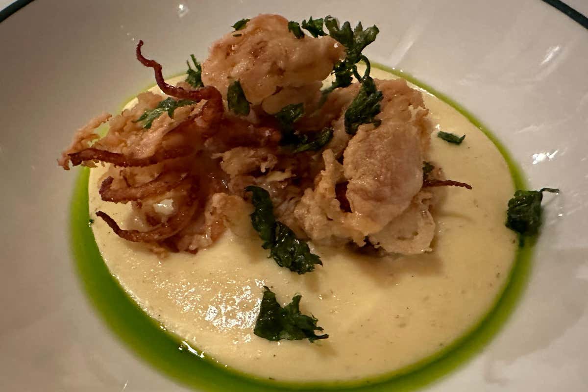 La Grande Dame Veuve Cliquot - Moscardino al verde, crema di polenta Splendido Mare a Portofino: lusso, relax e cucina gourmet