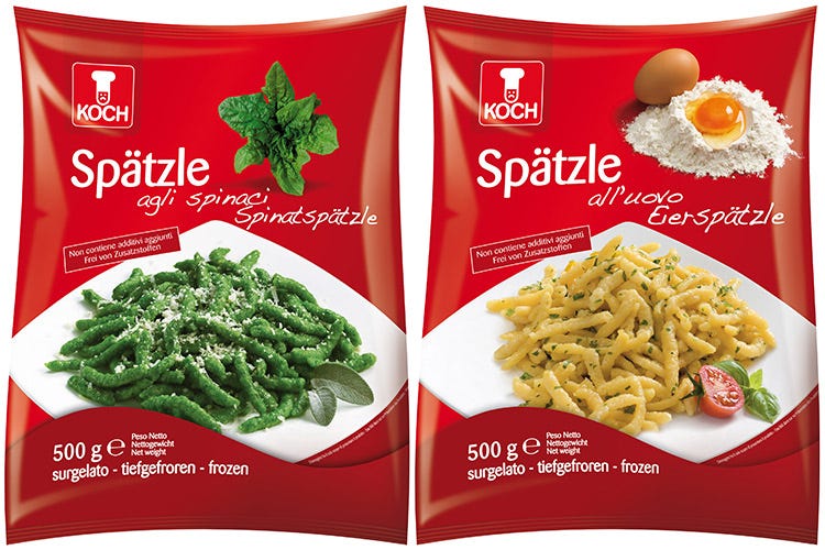 Spätzle Koch nella versione agli spinaci e nella versione all’uovo (La bontà della pasta Koch pronta in pochi minuti)
