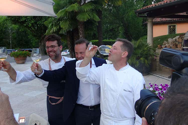 Renato Bosco, Francesco Cerea ed Enrico "Chicco" Cerea - La pizza di Renato Bosco e Dom P&eacute;rignon Una serata di eccellenze da Vittorio