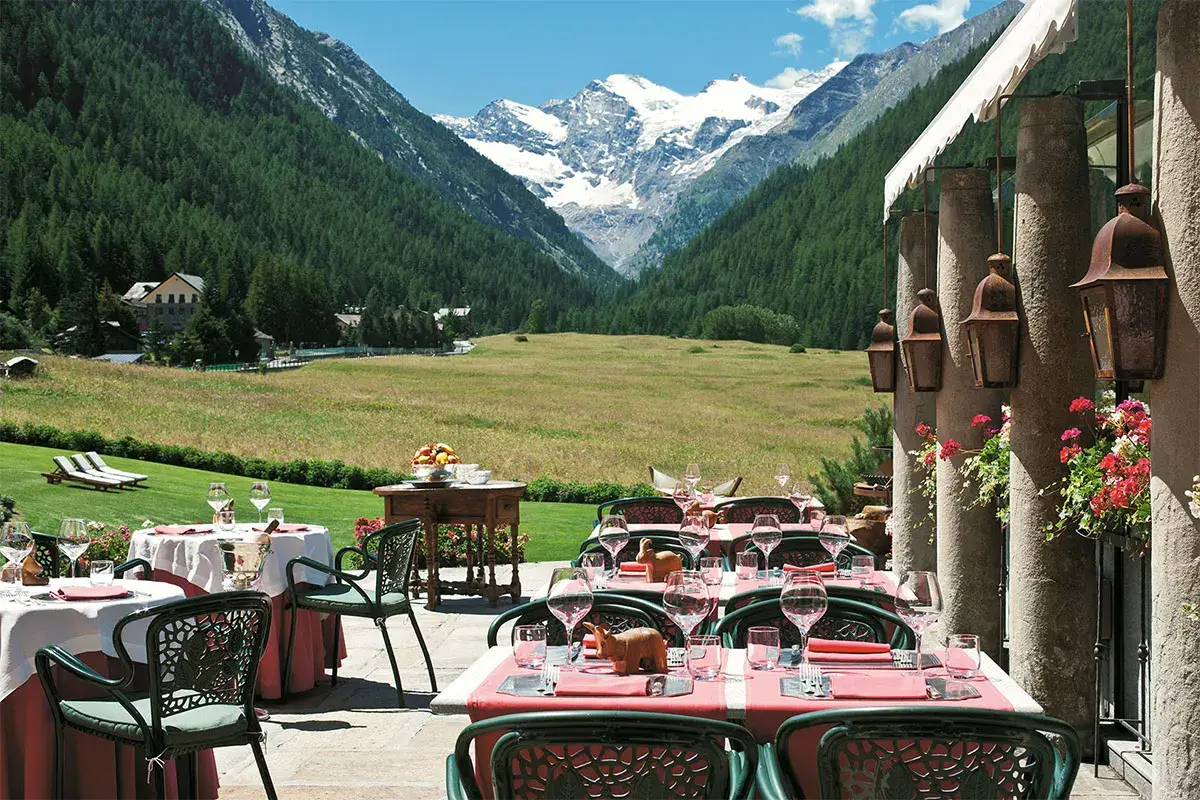La terrazza del Bellevue Hotel &amp; Spa di Cogne Relais 