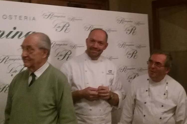 Gualtiero Marchesi, Giuseppe Tentori e Lino Gagliardi - Luca Gagliardi e Giuseppe Tentori Una riunione di famiglia a La Rampina Gualtiero Marchesi, Giuseppe Tentori e Lino Gagliardi - Luca Gagliardi e Giuseppe Tentori Una riunione di famiglia a La Rampina
