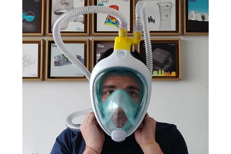 Massimo Temporelli - Idea bresciana contro il virus Maschera da sub come respiratore