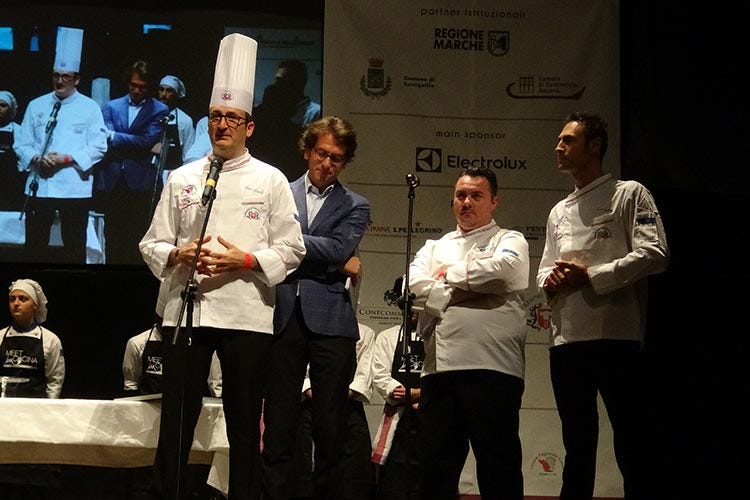 Rocco Pozzulo, Massimo Di Cintio, Antonio Morelli e Luca Santini (Meet in Cucina valorizza le MarcheViaggi formativi a partire dal territorio)