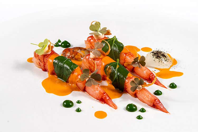 Assoluto di gamberi 3.0, piatto icona dello chef - Mindfulness a Il ComandanteArrivano i menu a mano libera