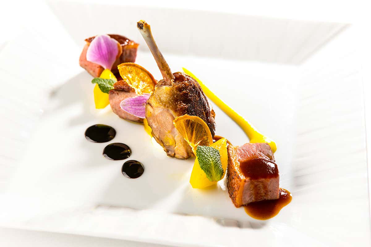 Petto d'anatra con pere al Porto