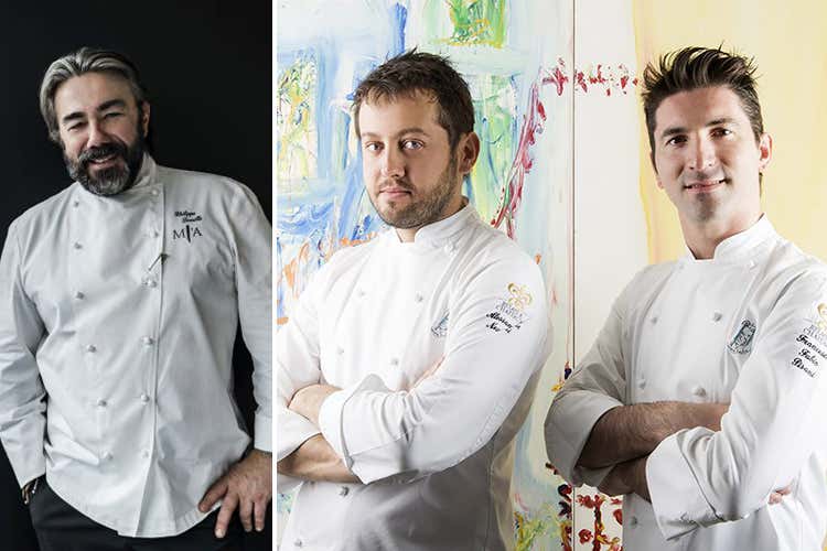 Philippe Léveillé, Alessandro Negrini e Fabio Pisani (La pasta calamarata di Léveillé in dono alla Mensa dei Poveri) Philippe Léveillé, Alessandro Negrini e Fabio Pisani (La pasta calamarata di Léveillé in dono alla Mensa dei Poveri)