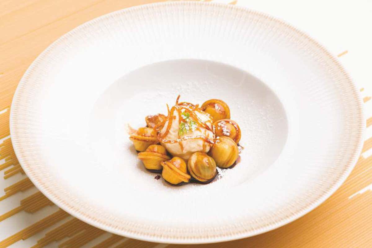 Orecchiette pugliesi baciate con cuore di ricotta di capra al vincotto