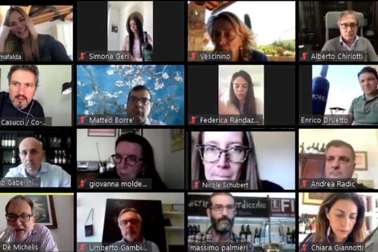 Uno screenshot tranno dalla conferenza stampa digitale - OriginalItalia, portale e-commerce dedicato al vino italiano di qualit&agrave;