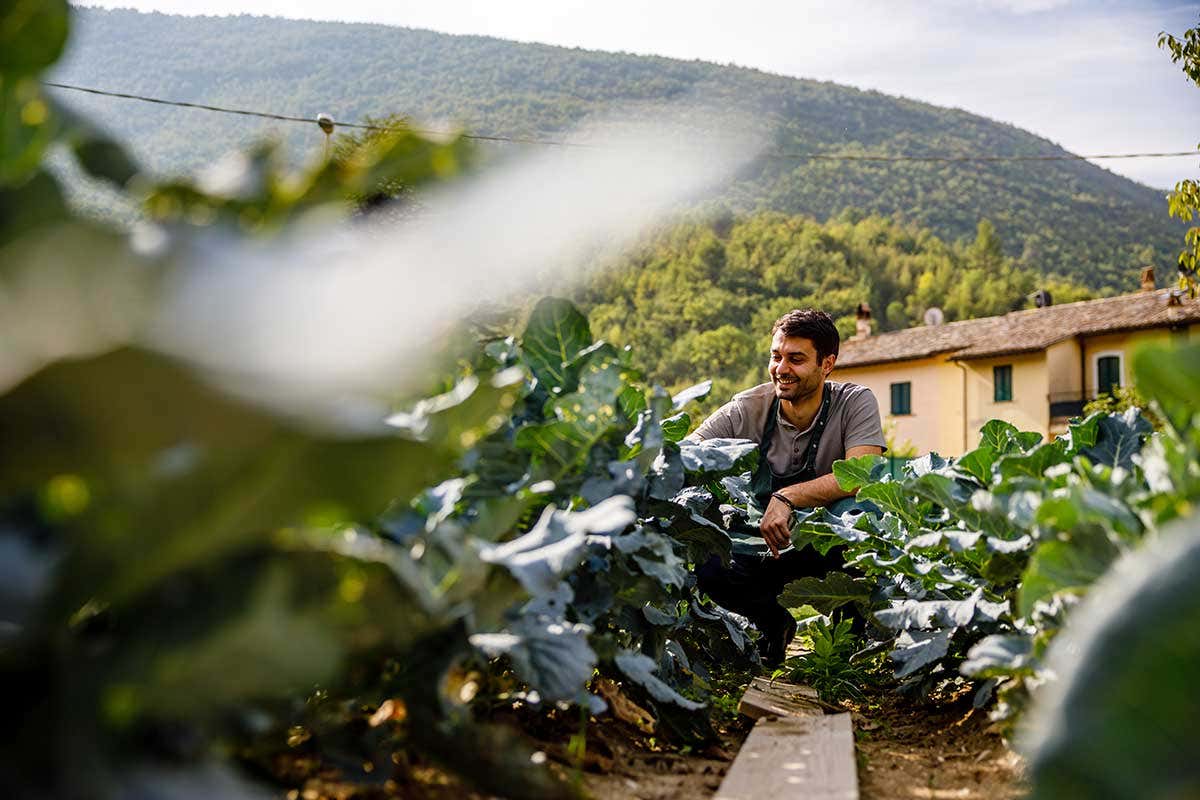 Giulio Gigli nell'orto di Une, il suo nuovo ristorante di Capodacqua (Pg) Giulio Gigli torna in Umbria dove ha aperto il ristorante Une Giulio Gigli nell'orto di Une, il suo nuovo ristorante di Capodacqua (Pg) Giulio Gigli torna in Umbria dove ha aperto il ristorante Une