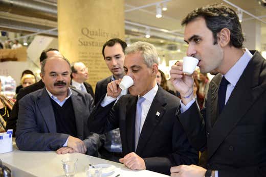 da sinistra: Oscar Farinetti, Rahm Emanuel e Marco Lavazza da sinistra: Oscar Farinetti, Rahm Emanuel e Marco Lavazza