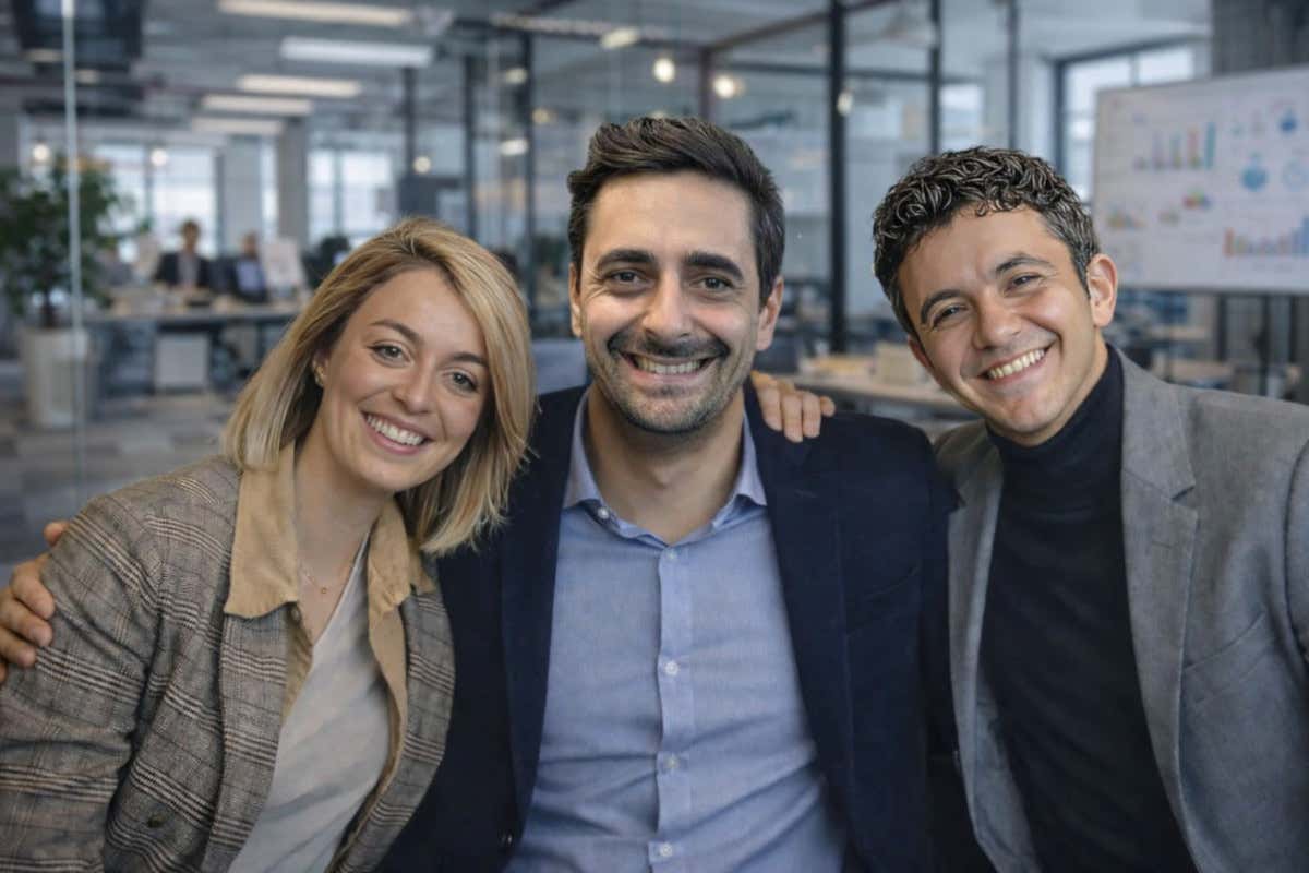 Pinch: da sinistra Martina Sebastiani (cofondatrice e Virtual B), Guido Girasole (fondatore e ceo) e Francesco Sperlì (Account Manager)