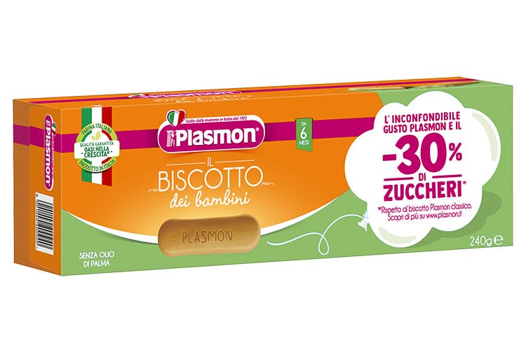 Il nuovo, classico, biscotto Plasmon con il 30% di zuccheri in meno Il classico biscotto Plasmon riduce gli zuccheri del 30%