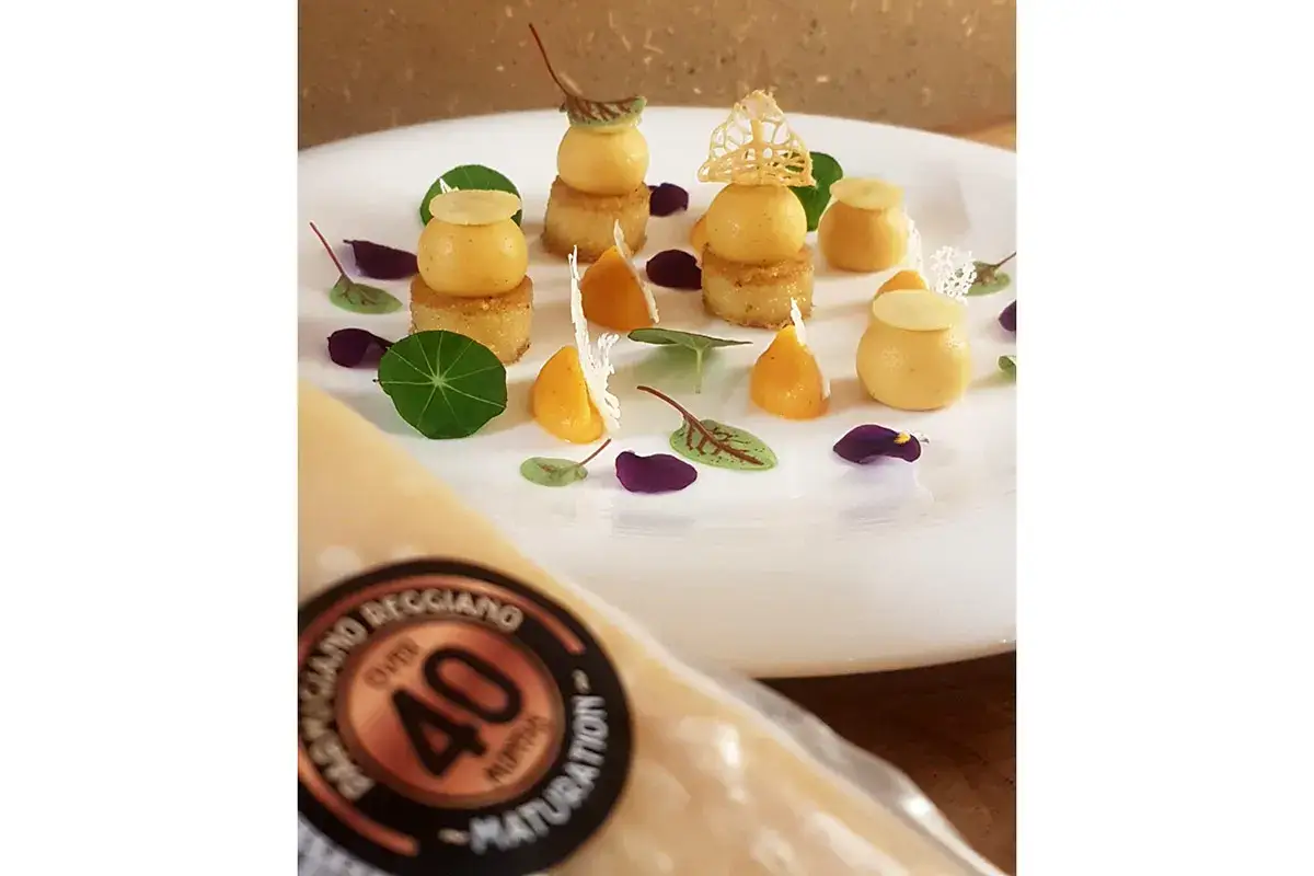 Parmigiano Reggiano 40 mesi, zucca e polenta Parmigiano Reggiano 40 mesi, zucca e polenta
