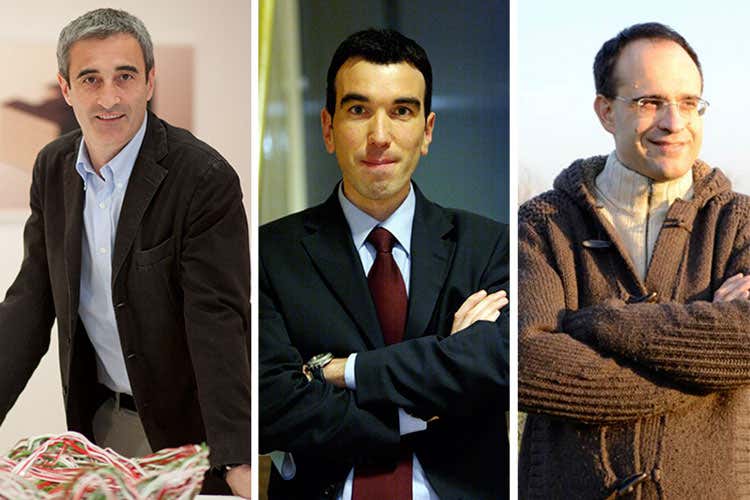 Riccardo Felicetti, Maurizio Martina e Roberto Moncalvo (Pasta Day, la Coldiretti festeggia a Roma Aidepi: &laquo;A rimetterci siamo noi pastai&raquo;)