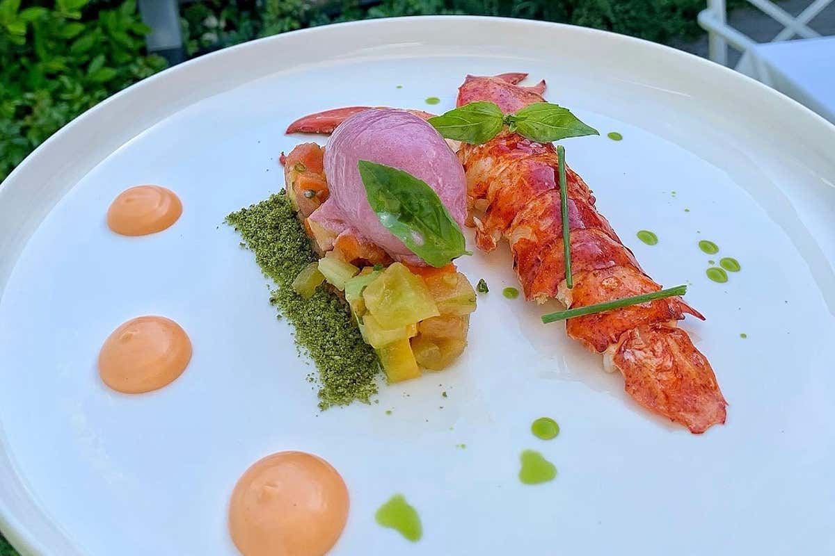 Astice alla catalana con gelato alla cipolla Pastabar Leonessa, emblema di All Day Long