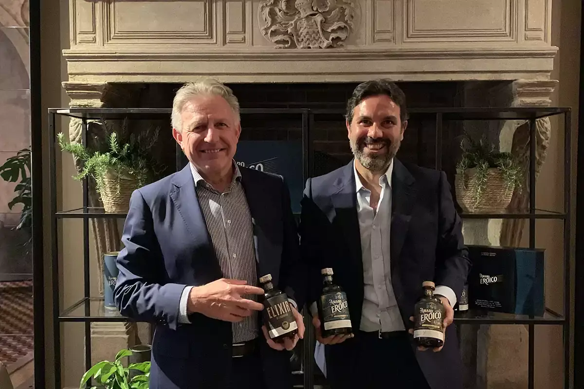 Pietro Pellegrini e Vittorio Gargaglione Pellegrini Spa ed Essentia Mediterranea insieme per Amaro Eroico